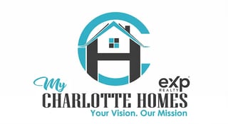 My Charlotte Homes eXp Realty logo featuring a house icon with teal circular design and text Your Vision. Our Mission
